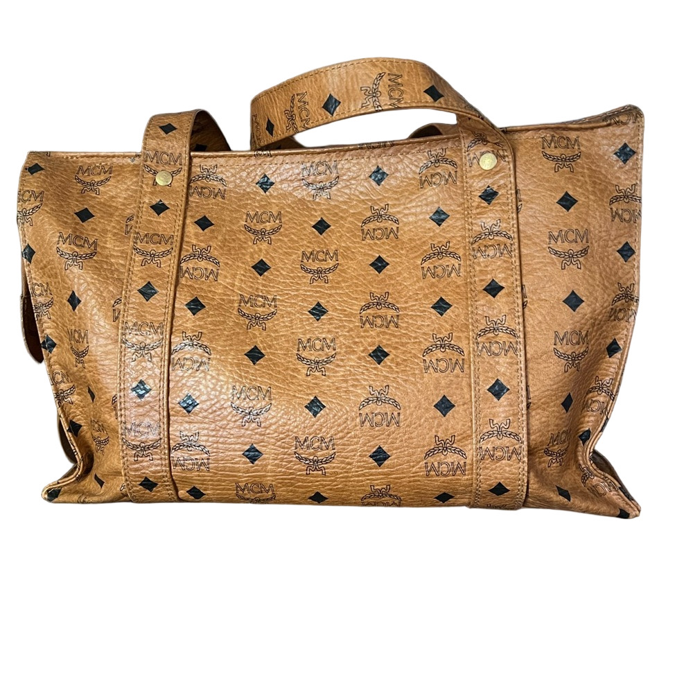 MCM Cognac Visetos Briefcase Work Bag Shoulder Heritage Shopper Vintage Q1971 - Picture 15 of 15